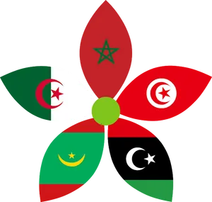 Maghreb Flags Flower Art PNG Image