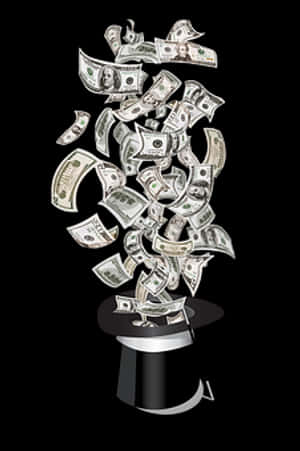 Magic Money Trick Illustration PNG image with transparent background