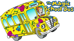 Magic School Bus Cartoon Illustration PNG Image