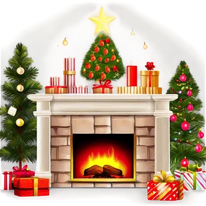 Magical Christmas Fireplace Setting Png 06262024 PNG Image