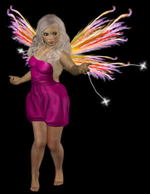Magical Fairywith Wandand Colorful Wings PNG image with transparent background