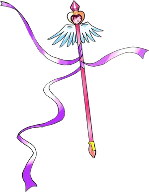 Magical Heart Wand Illustration PNG Image