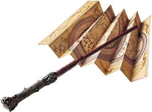 Magical Wand With Floating Money PNG Image