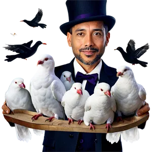 Magician With Doves Png 3 PNG Image