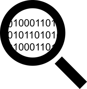 Magnifying Glass Binary Code PNG Image