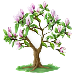 Magnolia Tree With Birds Png Hnd67 PNG Image