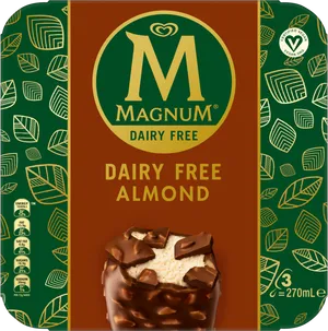 Magnum Dairy Free Almond Ice Cream Packaging PNG Image