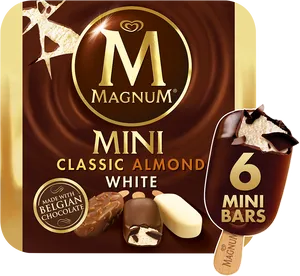 Magnum Mini Classic Almond White Ice Cream Pack PNG Image