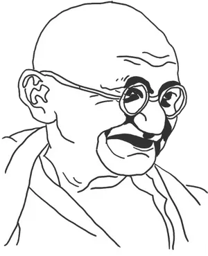 Mahatma Gandhi Line Art PNG Image