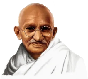 Mahatma Gandhi Portrait Illustration PNG Image