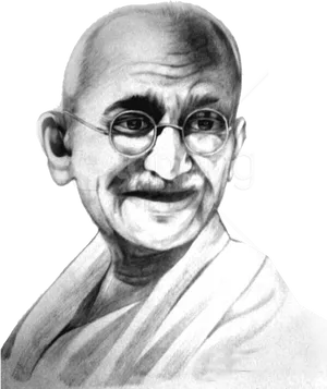 Mahatma Gandhi Portrait Sketch PNG Image