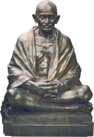 Mahatma Gandhi Statue Serene Pose PNG Image