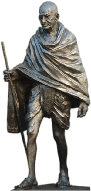 Mahatma Gandhi Statue Walkingwith Stick PNG Image