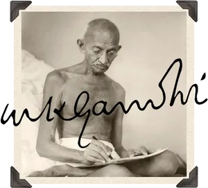 Mahatma Gandhi Writing PNG Image