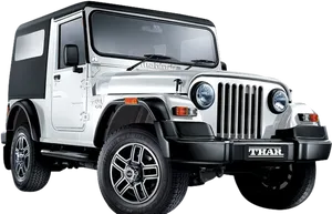 Mahindra Thar S U V White PNG Image