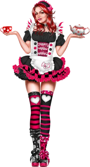 Maid_ Costume_ Pinup_ Art PNG Image