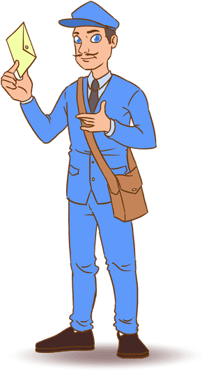 Mail Carrier Holding Letter PNG