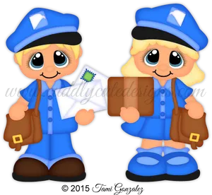 Mail Carriers Cartoon Illustration PNG Image