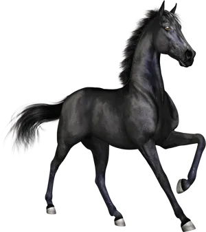 Majestic Black Horse Galloping PNG Image