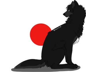 Majestic Black Wolf Silhouette Red Sun PNG Image