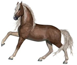 Majestic Brown Horse Illustration PNG Image