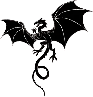 Majestic Dragon Silhouette PNG Image