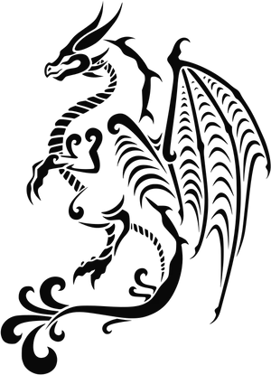 Majestic Dragon Tattoo Design PNG Image