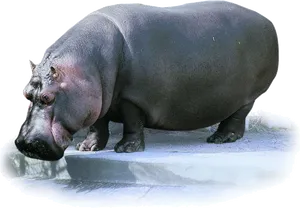 Majestic Hippo Standing PNG Image