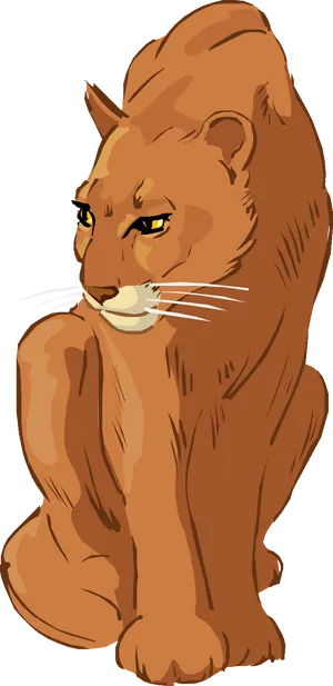 Majestic Lioness Illustration PNG Image