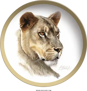 Majestic Lioness Portrait PNG Image