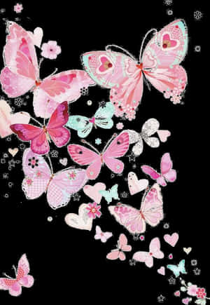 Transparent Pink Butterfly Clipart - Pink Butterfly Background, HD Png Download PNG