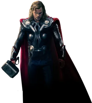 Majestic Thor With Mjolnir PNG Image