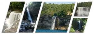 Majestic Waterfalls Collage PNG Image