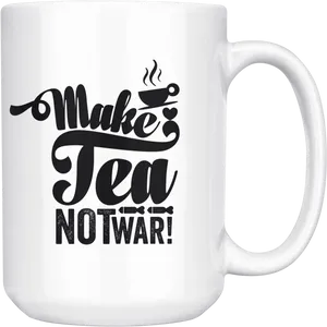 Make Tea Not War Printed Mug PNG Image