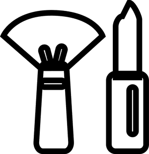 Makeup Brushand Lipstick Icon PNG image with transparent background