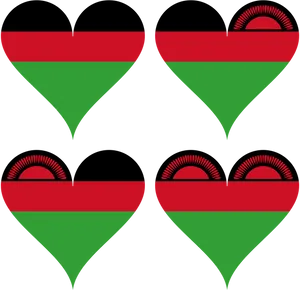 Malawi Flag Hearts Pattern PNG Image