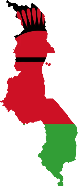 Malawi Map Outlinewith Flag Colors PNG Image