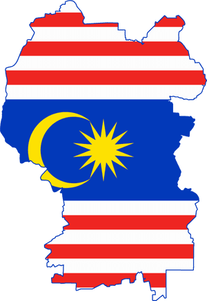 Malaysia Map Flag Overlay PNG image with transparent background