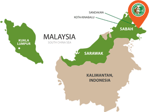 Malaysia Map Highlighting Sabah PNG image with transparent background