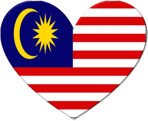 Malaysian Flag Heart Shaped PNG image with transparent background