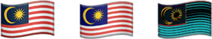 Malaysian Flag Trio Waving PNG image with transparent background