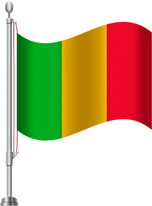 Mali National Flagon Pole PNG Image