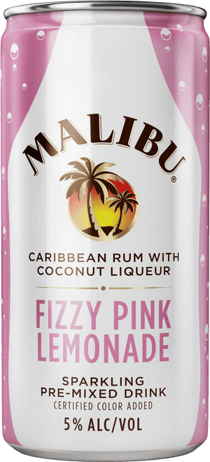 Malibu Rum Caribbean Fizzy Pink 200ml Can - Malibu Pink Lemonade, HD Png Download PNG image with transparent background