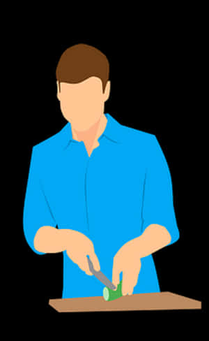 Man Chopping Vegetable Illustration PNG image with transparent background
