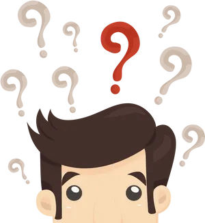 Man Confusedby Question Marks PNG Image