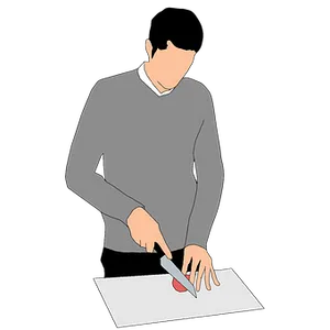 Man Cutting Vegetable Illustration PNG Image