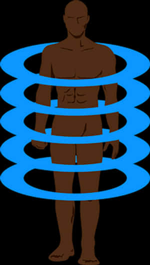 Man Encasedin Blue Rings PNG image with transparent background