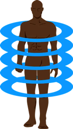 Man Encasedin Blue Rings PNG Image