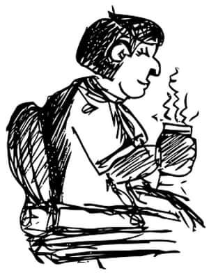 Man Enjoying Hot Drink Sketch PNG image with transparent background