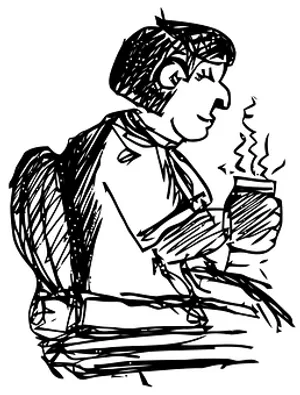 Man Enjoying Hot Drink Sketch PNG Image